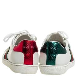 Gucci White Leatther and Canvas Ace Sneakers Size 37.5
