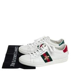 Gucci White Leatther and Canvas Ace Sneakers Size 37.5