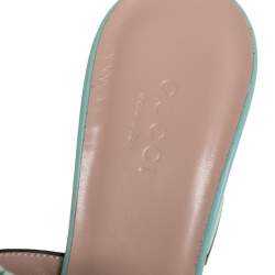 Pre Owned Gucci Blue Leather GG Marmont Fringe Slide Sandals Size 37