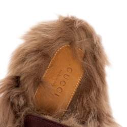 مملوكة مسبقًا Gucci Burgundy Leather And Fur Princetown Horsebit Mules Size 37