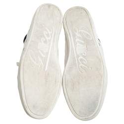 Gucci White Canvas And Leather Web High Top Sneakers Size 39