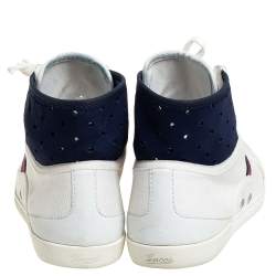 Gucci White Canvas And Leather Web High Top Sneakers Size 39