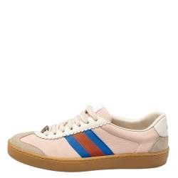 Pre Owned حذاء رياضي غوتشي منخفض من أعلى ويب جلد وسويدي متعدد الألوان مقاس 37.5