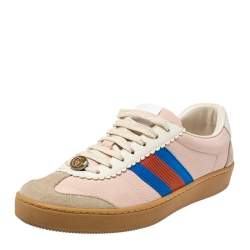 Pre Owned حذاء رياضي غوتشي منخفض من أعلى ويب جلد وسويدي متعدد الألوان مقاس 37.5