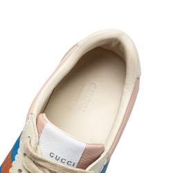 Pre Owned حذاء رياضي غوتشي منخفض من أعلى ويب جلد وسويدي متعدد الألوان مقاس 37.5