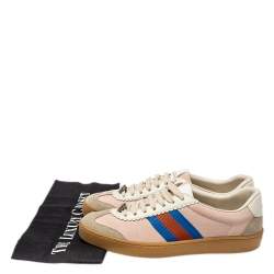 Pre Owned حذاء رياضي غوتشي منخفض من أعلى ويب جلد وسويدي متعدد الألوان مقاس 37.5