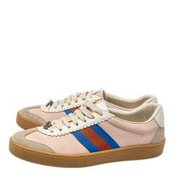 Pre Owned حذاء رياضي غوتشي منخفض من أعلى ويب جلد وسويدي متعدد الألوان مقاس 37.5