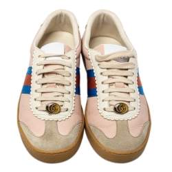 Pre Owned حذاء رياضي غوتشي منخفض من أعلى ويب جلد وسويدي متعدد الألوان مقاس 37.5