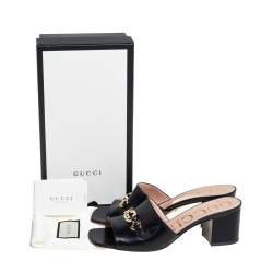 Pre Owned صندل سلايد غوتشي زومي جلد أسود مقاس 41