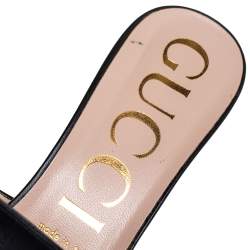 Pre Owned صندل سلايد غوتشي زومي جلد أسود مقاس 41