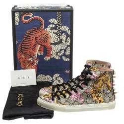 مملوكة مسبقًا Gucci Beige GG Canvas Major Tiger Pearl Embellished High Top Sneakers Size 38