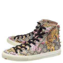 مملوكة مسبقًا Gucci Beige GG Canvas Major Tiger Pearl Embellished High Top Sneakers Size 38