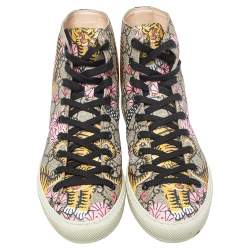 مملوكة مسبقًا Gucci Beige GG Canvas Major Tiger Pearl Embellished High Top Sneakers Size 38
