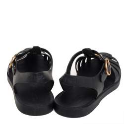 مملوكة مسبقًا Gucci Black Rubber GG Buckle Strap Sandals Size 39