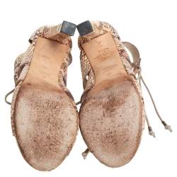 Gucci Beige/Brown Python Leather Ankle Strap Sandals Size 38