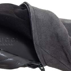 Pre Owned حذاء بوت كاحل نعل سميك مقدمة مدببة جلد وسويدي رمادي مقاس 37 