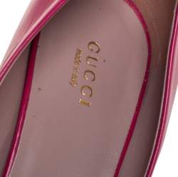 Pre Owned Gucci Pink Leather Horsebit Peep Toe Pumps Size 39