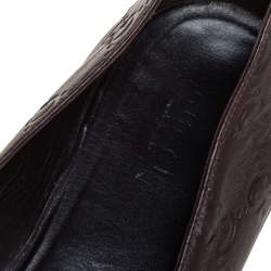 Pre Owned Gucci Dark Brown Guccissima Leather Ballet Flats Size 38