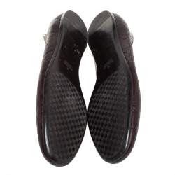 Pre Owned Gucci Dark Brown Guccissima Leather Ballet Flats Size 38