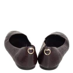 Pre Owned Gucci Dark Brown Guccissima Leather Ballet Flats Size 38