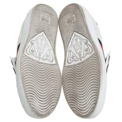 Pre Owned حذاء رياضي غوتشي جلد أبيض برقعات قابلة للفصل مقاس 35.5