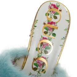 Pre Owned Gucci Gold Fur And Leather Candy Mink Mules Size 36