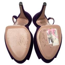 Pre Owned Gucci Purple Suede Peep Toe Slingback Sandals Size 40