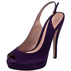 Pre Owned Gucci Purple Suede Peep Toe Slingback Sandals Size 40