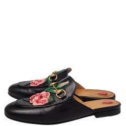 Gucci Black Leather Princetown Mule Sandals Size 36