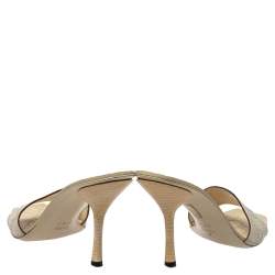 Pre Owned Gucci Cream Guccissima Leather Slide Sandals Size 38.5