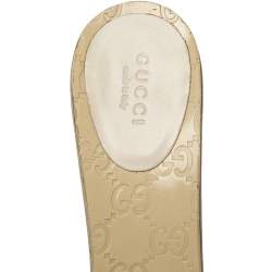 Pre Owned Gucci Cream Guccissima Leather Slide Sandals Size 38.5