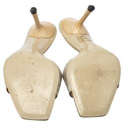 Pre Owned Gucci Cream Guccissima Leather Slide Sandals Size 38.5