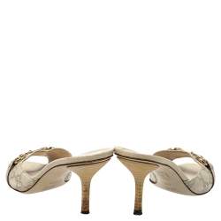 Pre Owned صندل غوتشي جلد جي جي أبيض هورسبيت مقاس 37