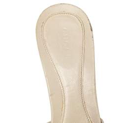 Pre Owned صندل غوتشي جلد جي جي أبيض هورسبيت مقاس 37