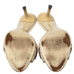 Pre Owned صندل غوتشي جلد جي جي أبيض هورسبيت مقاس 37