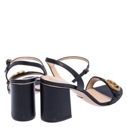 مملوكة مسبقًا Gucci Black Leather GG Marmont Ankle Strap Sandals Size 39