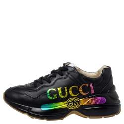 Pre Owned حذاء رياضي غوتشي رايتون جلد أسود مقاس 37.5.