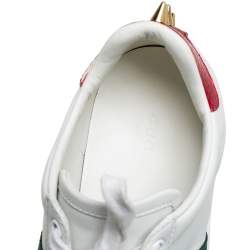 Gucci White Leather and Python Embossed Leather Ace Studded Sneakers Size 37