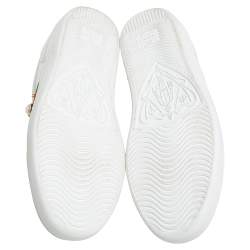 Gucci White Leather and Python Embossed Leather Ace Studded Sneakers Size 37