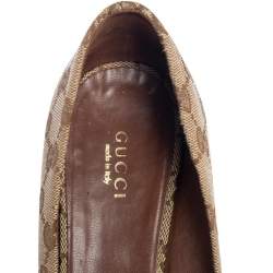 Pre Owned حذاء كعب عالي غوتشي شارلوت مزين هورسبيت كعب روكي إسبادريل مقدمة مفتوحة كانفاس جي جي بيج ميتاليك مقاس 39.5