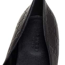 مملوكة مسبقًا Gucci Black Guccissima Leather Web Stripe Ballet Flats Size 39