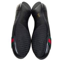مملوكة مسبقًا Gucci Black Guccissima Leather Web Stripe Ballet Flats Size 39