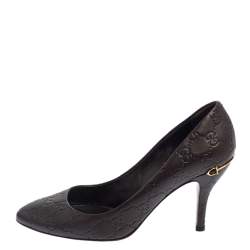 مملوكة مسبقًا Gucci Brown Guccissima Leather Horsebit Heel Round Toe Pumps Size 39.5
