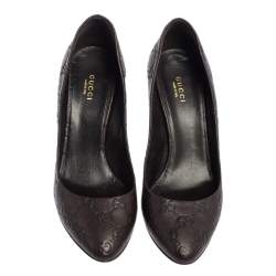 مملوكة مسبقًا Gucci Brown Guccissima Leather Horsebit Heel Round Toe Pumps Size 39.5
