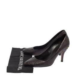 مملوكة مسبقًا Gucci Brown Guccissima Leather Horsebit Heel Round Toe Pumps Size 39.5