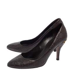 مملوكة مسبقًا Gucci Brown Guccissima Leather Horsebit Heel Round Toe Pumps Size 39.5