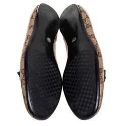 Gucci Brown GG Crystal Canvas Ballet Flats Size 39