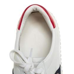 Pre Owned Gucci White Leather And Canvas New Ace Crystal Embellished Platform Sneakers Size 37