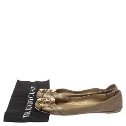 Gucci Metallic Gold Leather GG Buckle Ballet Flats Size 37.5