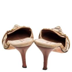 Pre Owned صندل سلايد غوتشي سوبريم كانفاس جي جي بيج وجلد مقاس 37.5